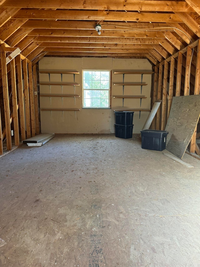 view of unfinished attic