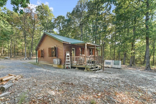 view of log home