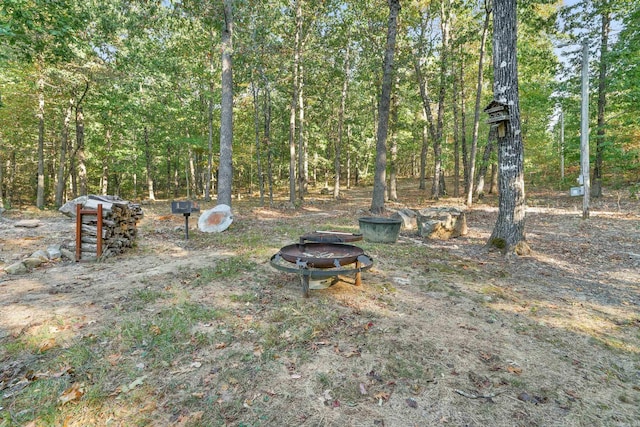 view of yard with an outdoor fire pit