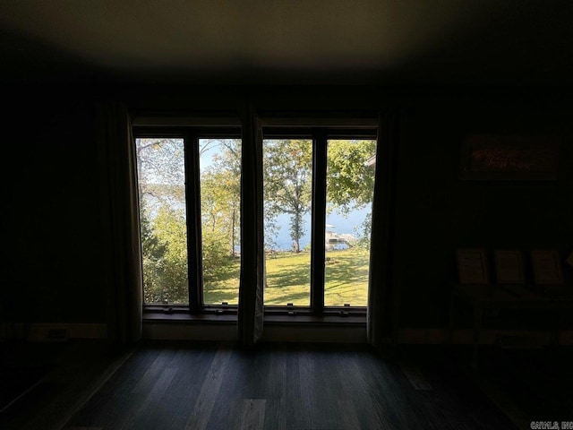 doorway to outside featuring dark hardwood / wood-style floors