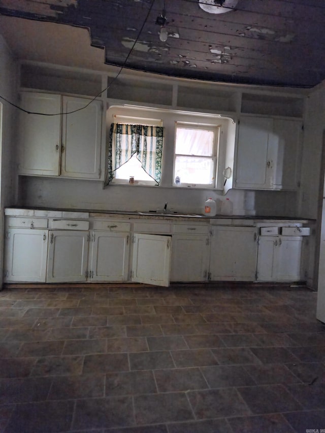 kitchen with white cabinetry