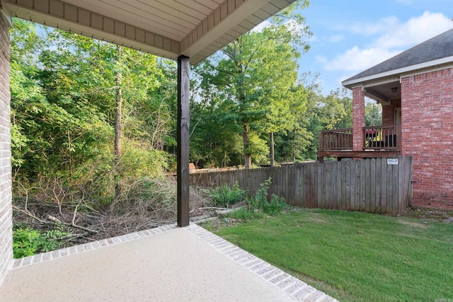 view of yard with a deck