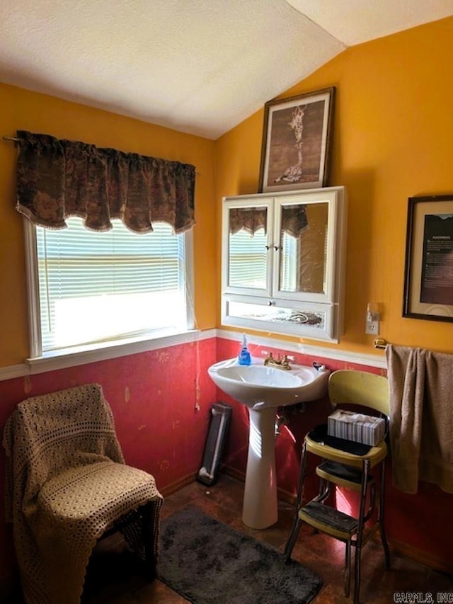 sitting room featuring lofted ceiling