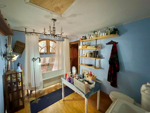 office area with hardwood / wood-style floors