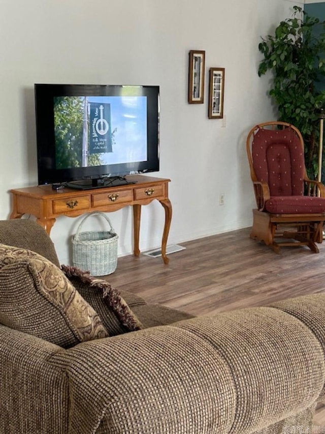 living room with hardwood / wood-style floors