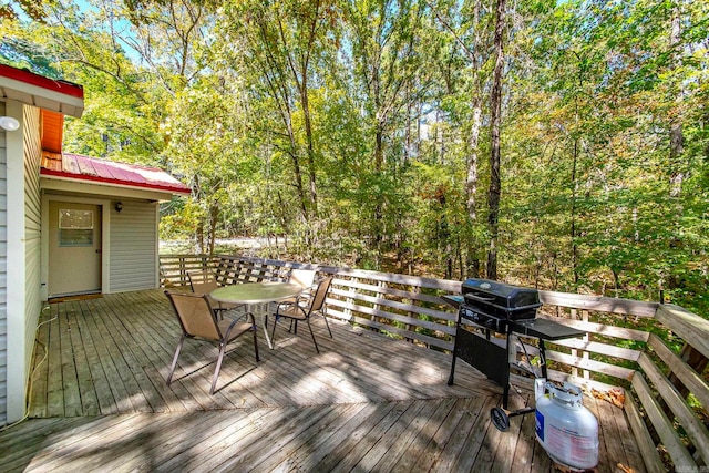 deck featuring grilling area