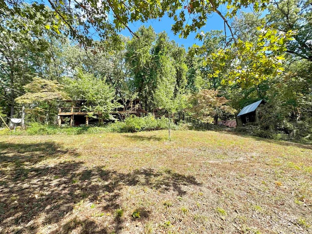 view of yard with an outdoor structure