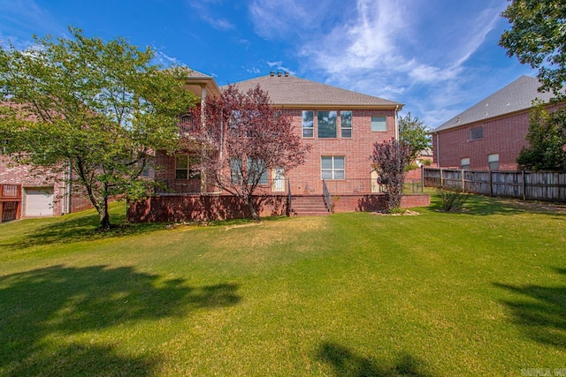 view of yard with a garage