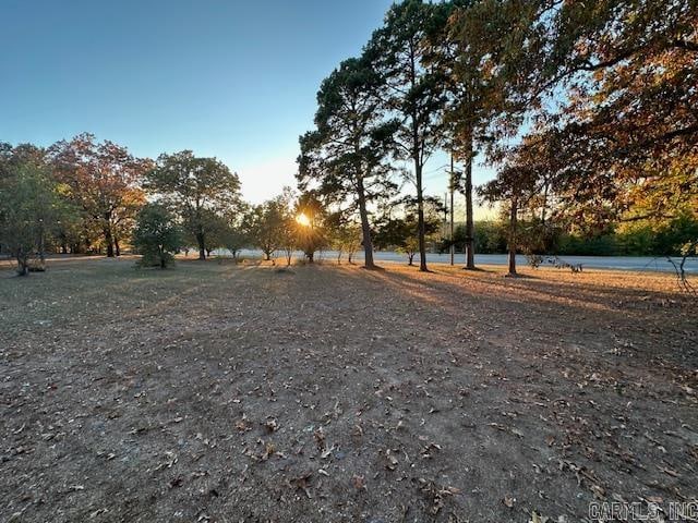 view of yard at dusk