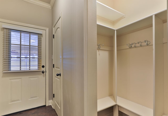 mudroom with ornamental molding