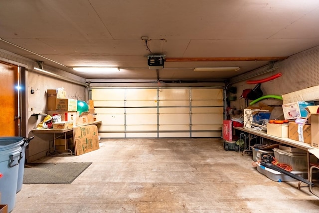 garage with a garage door opener