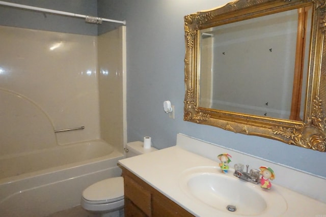 full bathroom featuring vanity, toilet, and bathing tub / shower combination