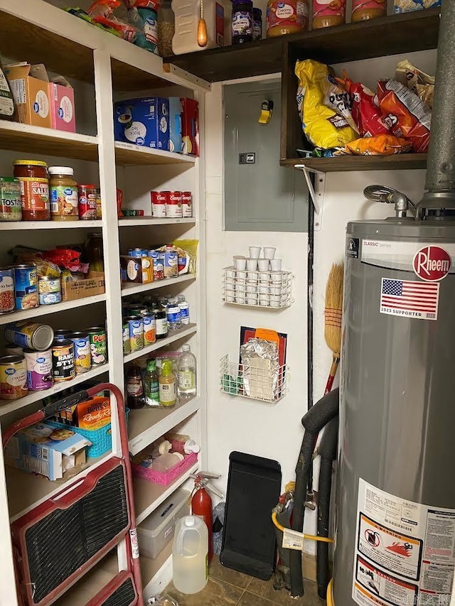 pantry featuring gas water heater