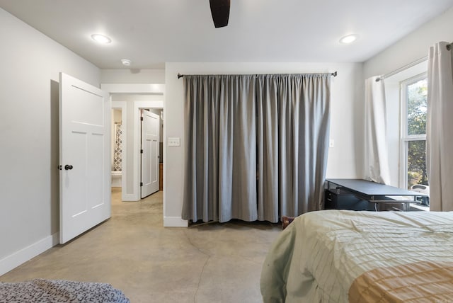 bedroom featuring ceiling fan