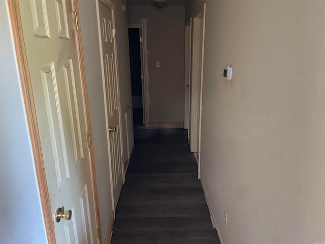 hall featuring dark wood-type flooring