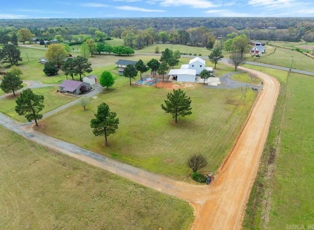 aerial view featuring a rural view