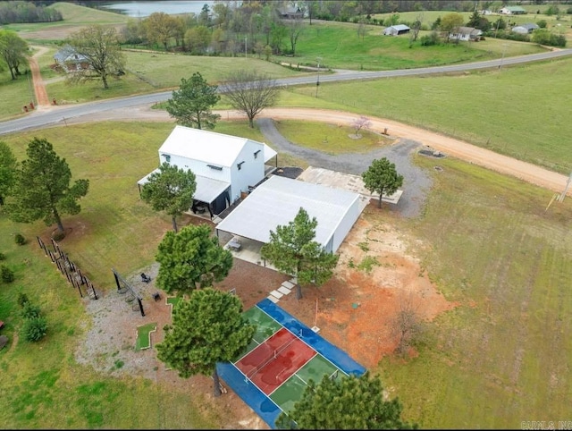 aerial view with a rural view