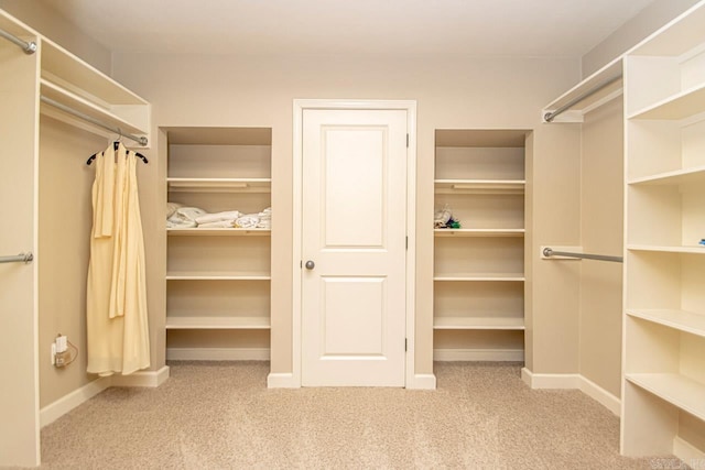 spacious closet with light colored carpet