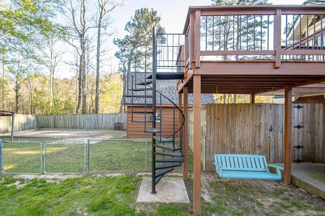 view of yard with a wooden deck