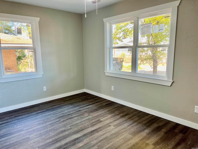 empty room featuring dark hardwood / wood-style flooring