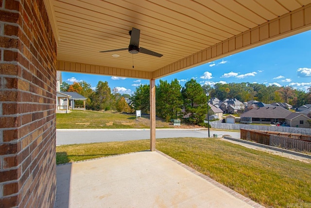 view of patio with ceiling fan