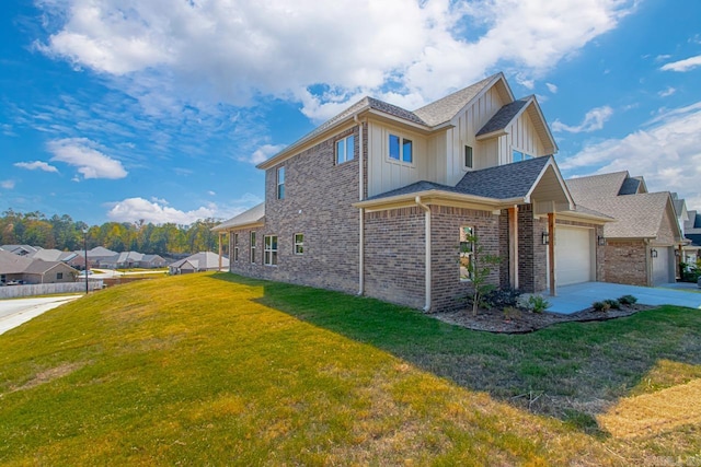 view of property exterior with a yard