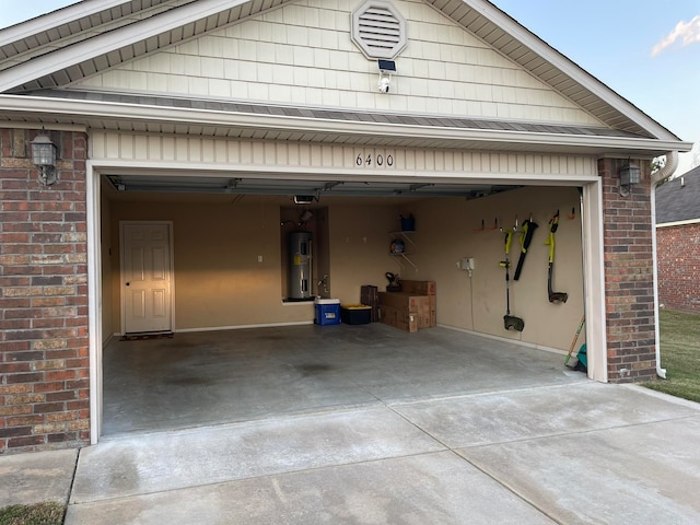 garage featuring electric water heater