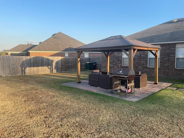 view of yard with a patio and a gazebo