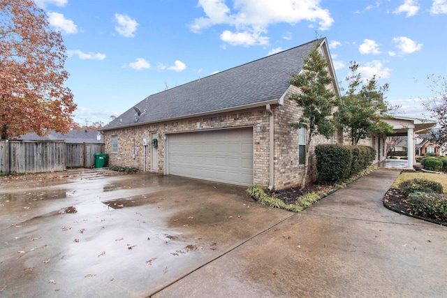 view of home's exterior featuring a garage