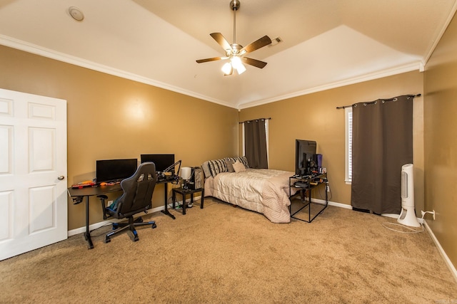 18 Emma Dr, Cabot, AR 72023 - carpeted bedroom with crown molding, baseboards, a desk, and a ceiling fan