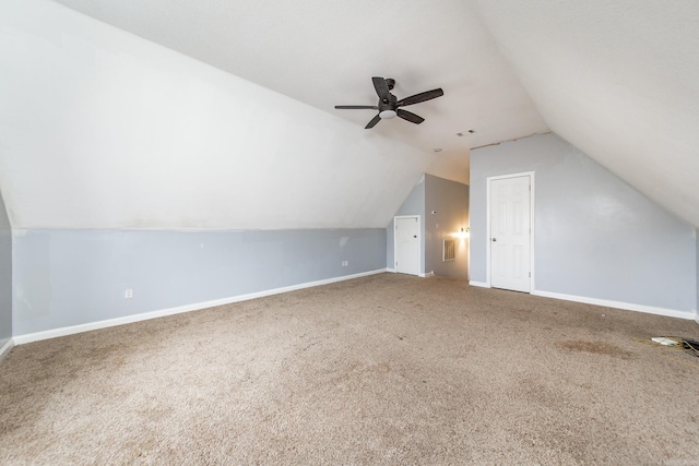 18 Emma Dr, Cabot, AR 72023 - additional living space featuring carpet floors, vaulted ceiling, baseboards, and ceiling fan
