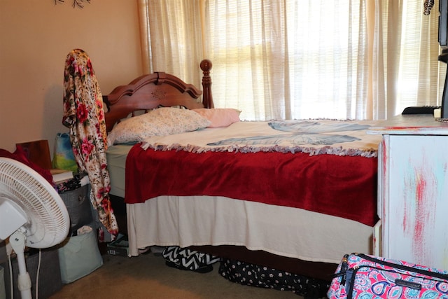 carpeted bedroom with multiple windows