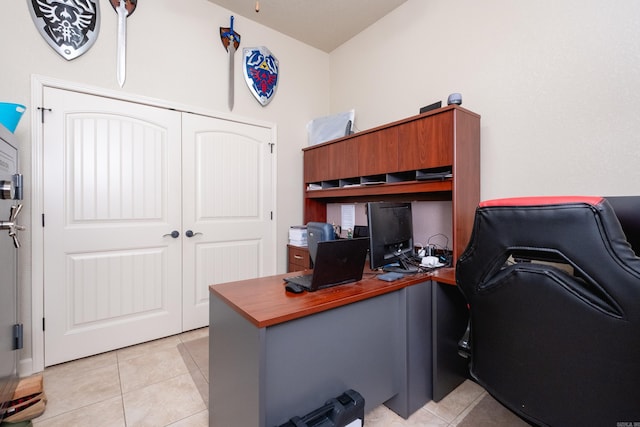 office with light tile patterned floors