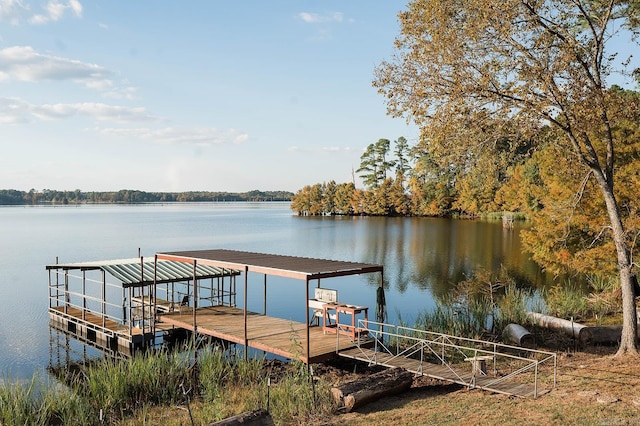 view of dock featuring a water view