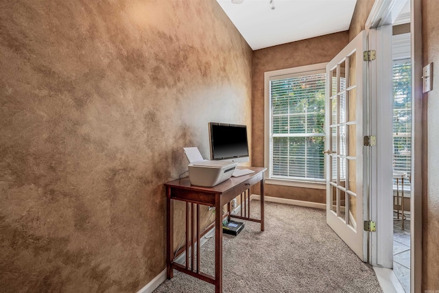 office area with carpet flooring