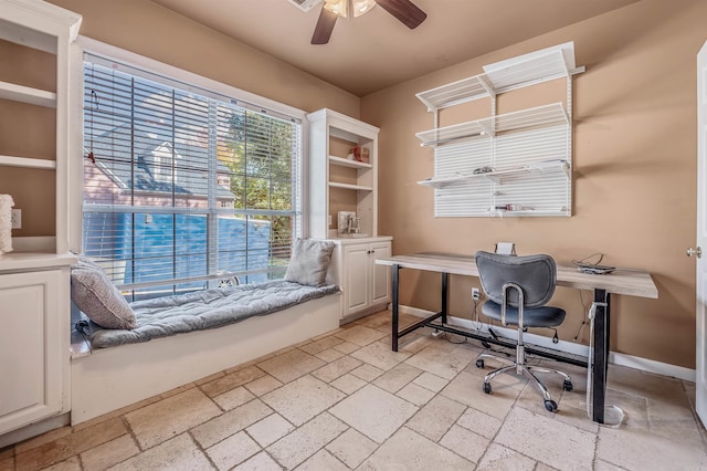 home office with ceiling fan