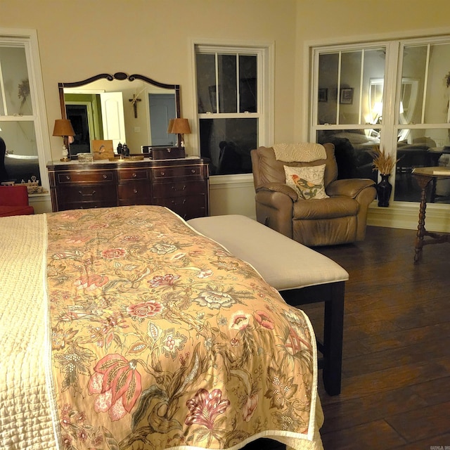 bedroom featuring dark hardwood / wood-style floors