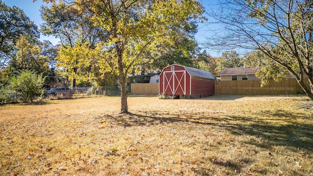 view of yard featuring a shed