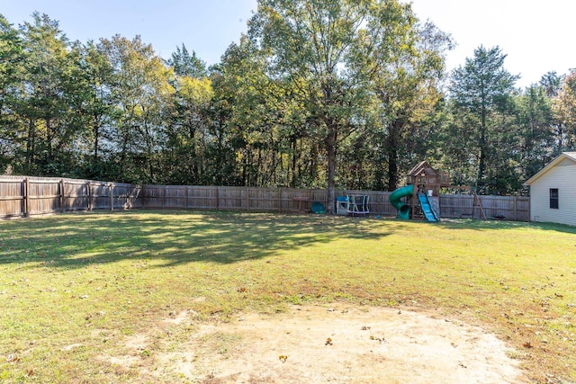 view of yard with a playground