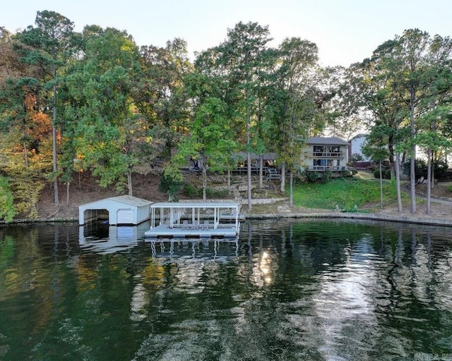 dock area featuring a water view