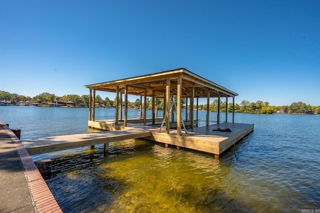 view of dock featuring a water view