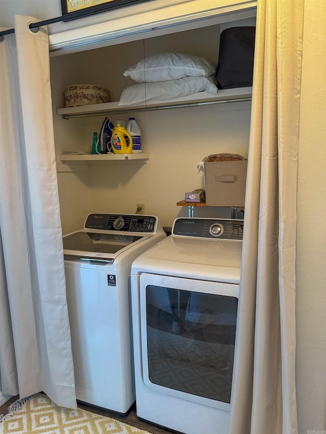 laundry area featuring washer and dryer