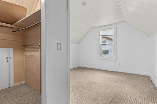 additional living space featuring carpet flooring and lofted ceiling