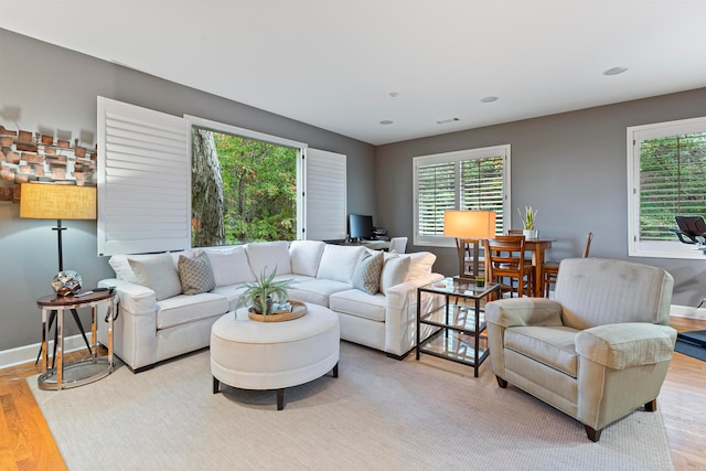 living room featuring light hardwood / wood-style floors