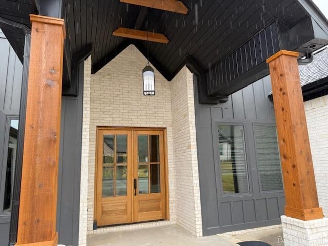 property entrance with french doors