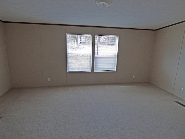 carpeted spare room with a textured ceiling