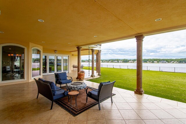 view of patio with french doors and an outdoor hangout area