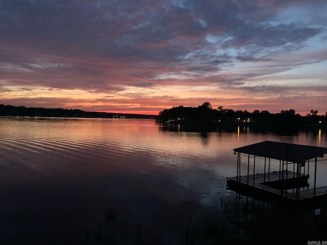 view of water feature featuring a dock