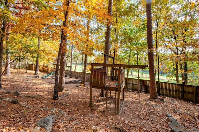 view of yard with a playground