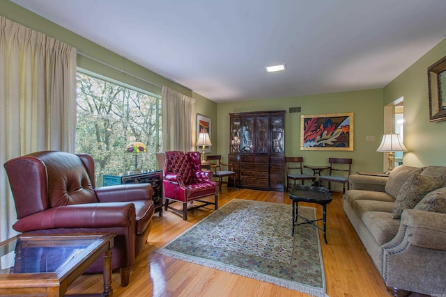 living room featuring light wood-type flooring